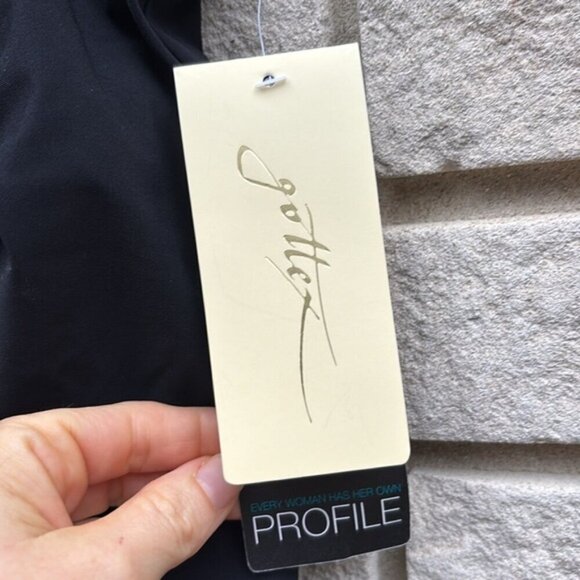 Profile By Gottex Tutti Frutti Side Slit Cinch Swim Skirt Black Sz 16W - Picture 5 of 8